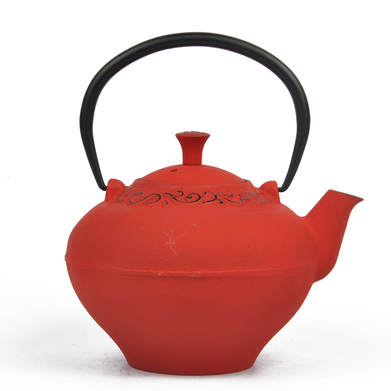 Vintage Cast Iron Teapot Red Color 1000ml Peach Shape Tea Pot Buy